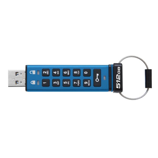 Kingston Technology IronKey 512GB Keypad 200, FIPS 140-3 Lvl 3 (aangevraagd) AES-256 versleuteld (IKKP200/512GB)