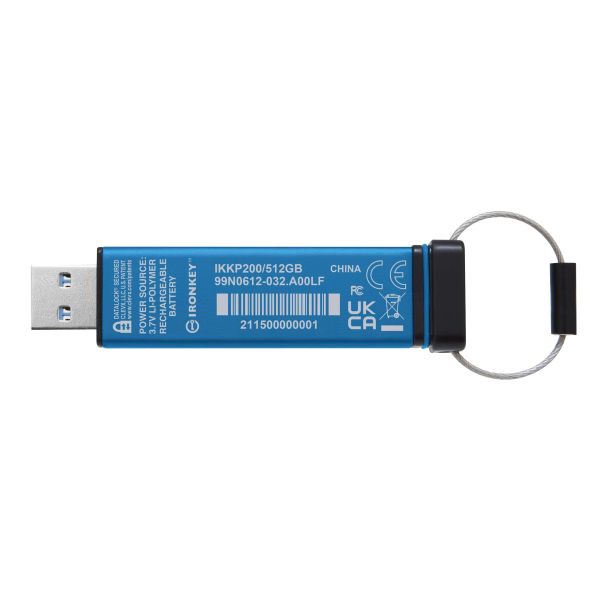 Kingston Technology IronKey 512GB Keypad 200, FIPS 140-3 Lvl 3 (aangevraagd) AES-256 versleuteld (IKKP200/512GB)