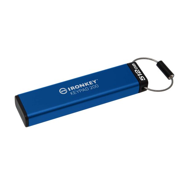 Kingston Technology IronKey 512GB Keypad 200, FIPS 140-3 Lvl 3 (aangevraagd) AES-256 versleuteld (IKKP200/512GB)