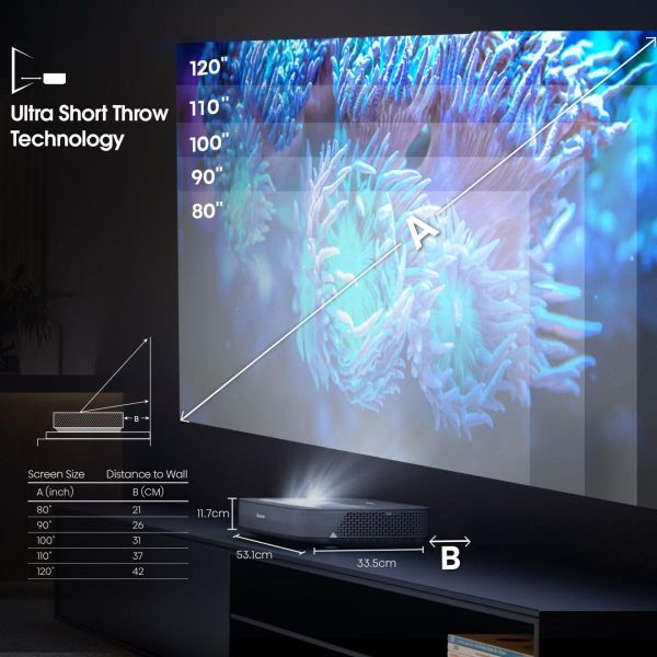 Hisense PL1SE projection TV Projector met ultrakorte projectieafstand 2100 ANSI lumens UHD 4K (3840x2160) Zwart, Donkergrijs (PL1SE) 2/2 Hisense PL1SE projection TV Projector met ultrakorte projectieafstand 2100 ANSI lumens UHD 4K (3840x2160) Zwart, Donkergrijs (PL1SE)