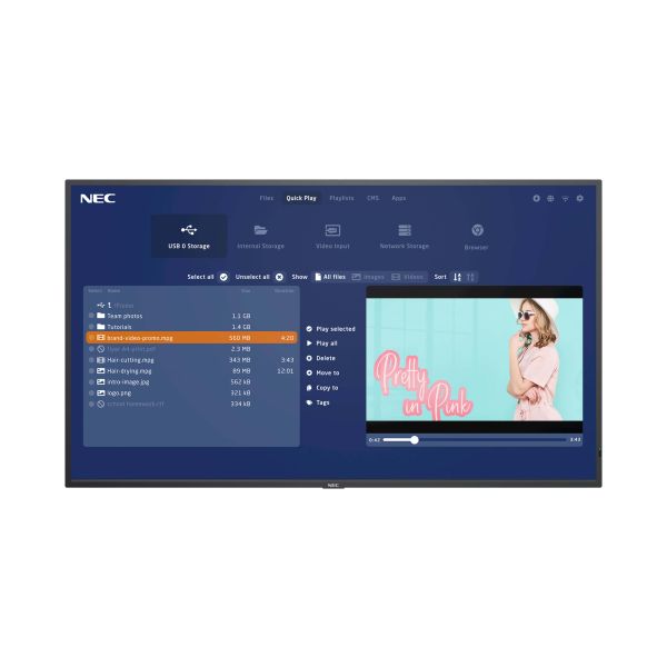 NEC MultiSync M431-MPi4 109,2 cm (43") LCD 500 cd/m² 4K Ultra HD Zwart Type processor 24/7 (60005372)