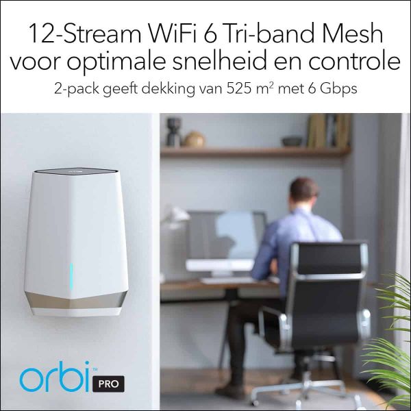 NETGEAR Orbi Pro WiFi 6 Tri-band Mesh System (SXK80) (SXK80-100EUS) NETGEAR Orbi Pro WiFi 6 Tri-band Mesh System (SXK80) (SXK80-100EUS)