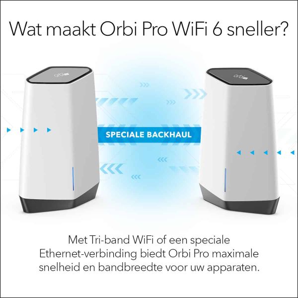 NETGEAR Orbi Pro WiFi 6 Tri-band Mesh System (SXK80) (SXK80-100EUS) NETGEAR Orbi Pro WiFi 6 Tri-band Mesh System (SXK80) (SXK80-100EUS)