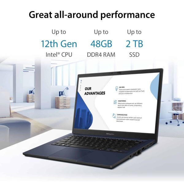 ASUS ExpertBook B1 B1402CVA-EB4109X-SP Intel® Core™ i5 i5-1335U Laptop 35,6 cm (14") Full HD 16 GB DDR4-SDRAM 512 GB SSD Wi-Fi 6 (802.11ax) Windows 11 Pro Zwart (90NX06W1-M05CV0)