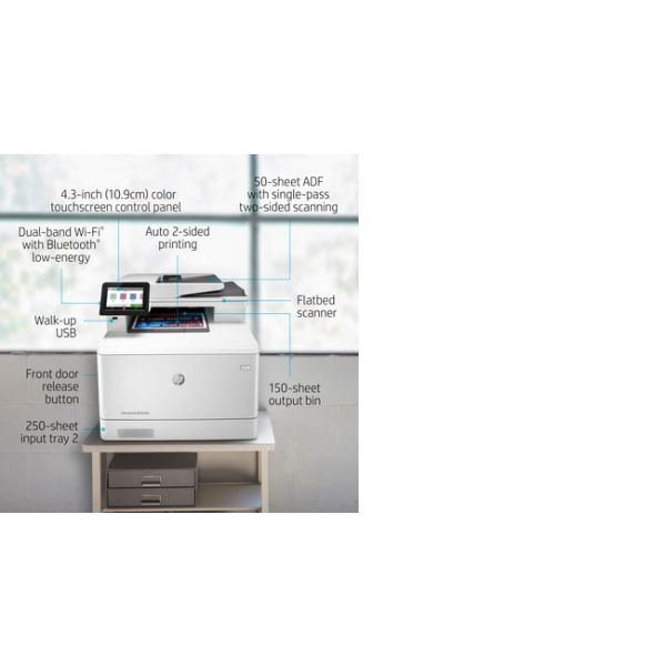 HP Color LaserJet Pro MFP M479dw, Color, Printer voor Printen, kopiëren, scannen, mail, Dubbelzijdig printen; Scannen naar e-mail/pdf; ADF voor 50 vel (W1A77A)