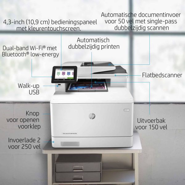 HP Color LaserJet Pro MFP M479fnw, Printen, kopiëren, scannen, fax, e-mail, Scannen naar e-mail/pdf; ADF voor 50 vel ongekruld (W1A78A)