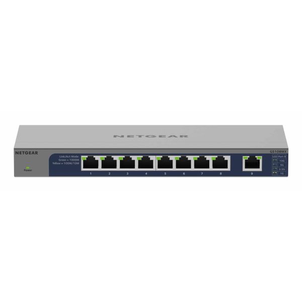 NETGEAR GS108MX-100EUS netwerk-switch Unmanaged L2 Gigabit Ethernet (10/100/1000) Bureaublad-/wandmontage (GS108MX-100EUS)