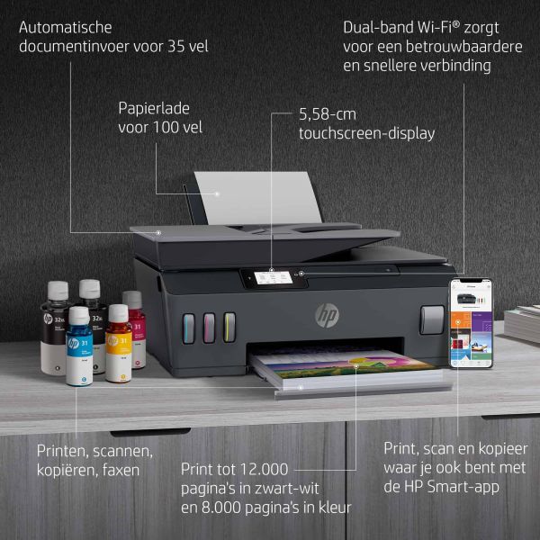 HP Smart Tank Plus 655 draadloze All-in-One, Printen, kopiëren, scannen, faxen, ADF en draadloos, Scans naar pdf (Y0F74A#BHC)