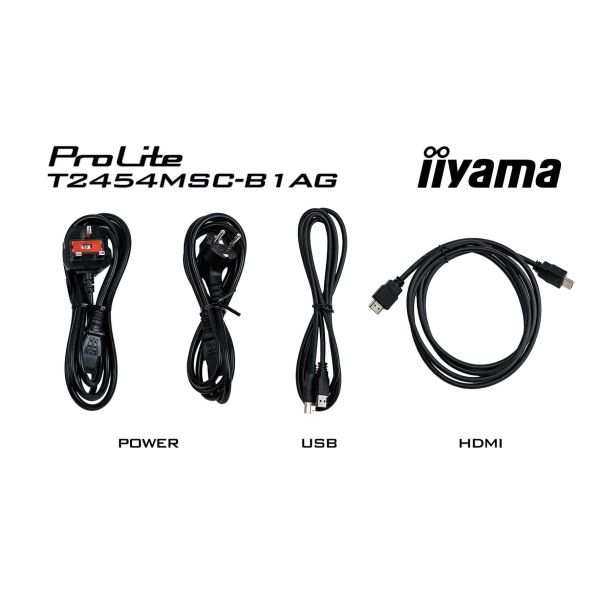 iiyama ProLite T2454MSC-B1AG computer monitor 60,5 cm (23.8") 1920 x 1080 Pixels Full HD LED Touchscreen Multi-gebruiker Zwart (T2454MSC-B1AG)