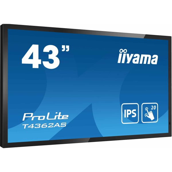 iiyama T4362AS-B1 beeldkrant Interactief flatscreen 108 cm (42.5") IPS 500 cd/m² 4K Ultra HD Zwart Touchscreen Type processor Android 8.0 24/7 (T4362AS-B1)