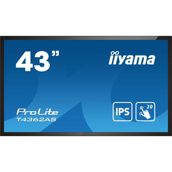 iiyama T4362AS-B1 beeldkrant Interactief flatscreen 108 cm (42.5") IPS 500 cd/m² 4K Ultra HD Zwart Touchscreen Type processor Android 8.0 24/7 (T4362AS-B1)
