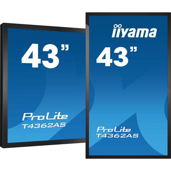 iiyama T4362AS-B1 beeldkrant Interactief flatscreen 108 cm (42.5") IPS 500 cd/m² 4K Ultra HD Zwart Touchscreen Type processor Android 8.0 24/7 (T4362AS-B1)