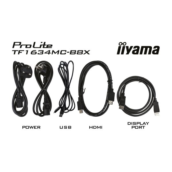 iiyama ProLite TF1634MC-B8X computer monitor 39,6 cm (15.6") 1920 x 1080 Pixels Full HD LED Touchscreen Multi-gebruiker Zwart (TF1634MC-B8X)