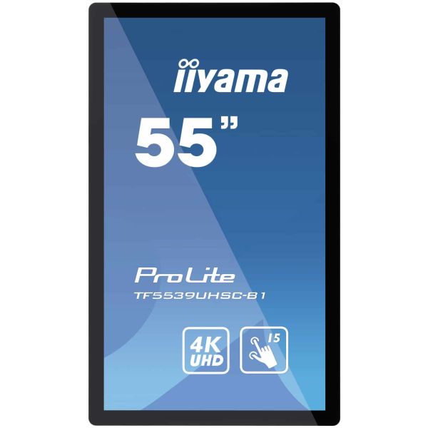 iiyama ProLite TF5539UHSC-B1AG computer monitor 139,7 cm (55") 3840 x 2160 Pixels 4K Ultra HD LED Touchscreen Multi-gebruiker Zwart (TF5539UHSC-B1AG)