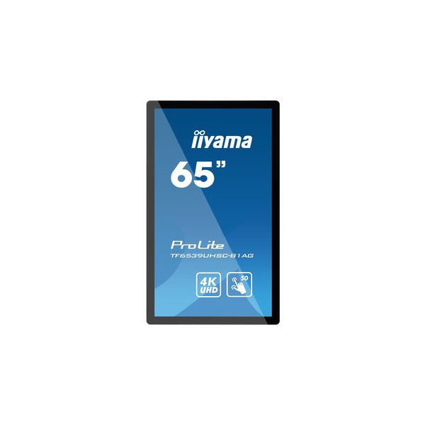 iiyama TF6539UHSC-B1AG beeldkrant Interactief flatscreen 165,1 cm (65") LCD 500 cd/m² 4K Ultra HD Zwart Touchscreen (TF6539UHSC-B1AG)