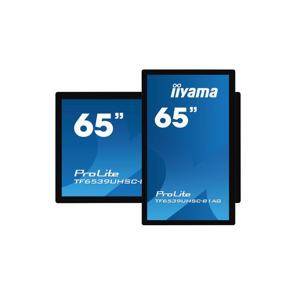 iiyama TF6539UHSC-B1AG beeldkrant Interactief flatscreen 165,1 cm (65") LCD 500 cd/m² 4K Ultra HD Zwart Touchscreen (TF6539UHSC-B1AG)