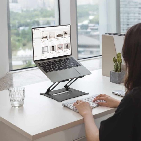 ACT Laptopstandaard, aluminium, inklapbaar, traploos in hoogte verstelbaar (AC8140)