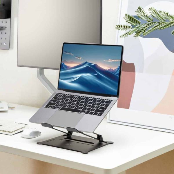 ACT Laptopstandaard, aluminium, inklapbaar, traploos in hoogte verstelbaar (AC8140)