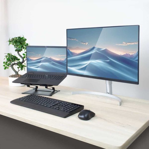 ACT Laptopstandaard, aluminium, inklapbaar, traploos in hoogte verstelbaar (AC8140)