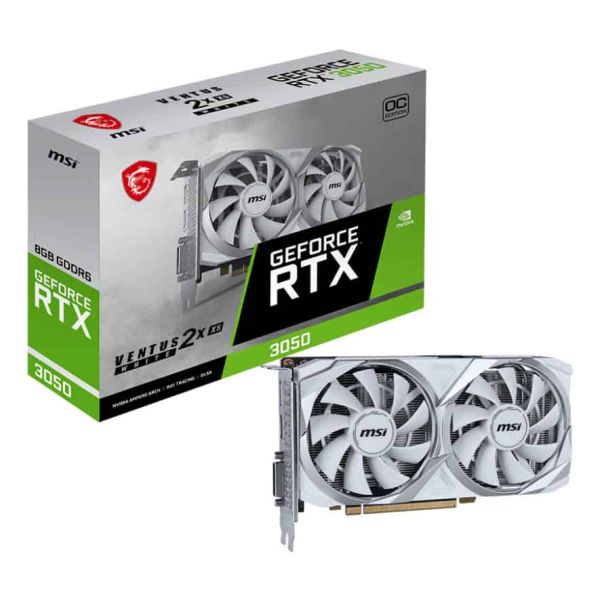 MSI VENTUS RTX 3050 2X XS WHITE 8G OC videokaart NVIDIA GeForce RTX 3050 8 GB GDDR6 (3050VEN2XXSWHI8GOC)