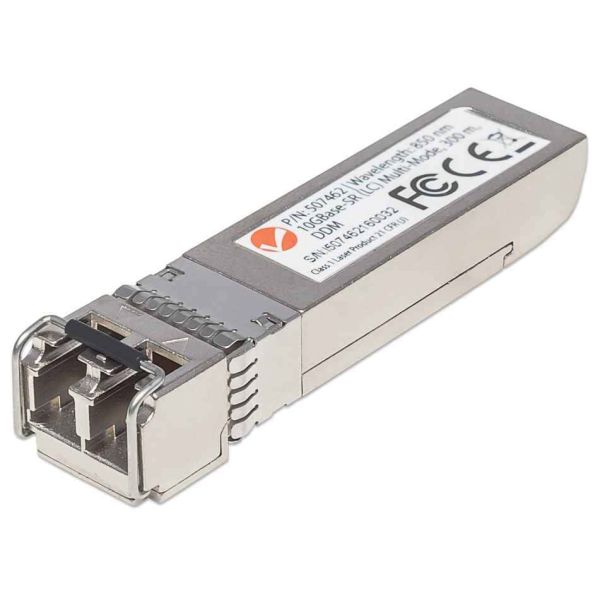 Intellinet Netwerk transceiver 10G SFP+, 10GBase-SR (LC) multi-mode, 300 m, 850 nm, MSA-compatibel, equivalent aan Cisco SFP-10G-SR, 3 jaar garantie (507462)