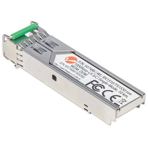 Intellinet Netwerk transceiver Gigabit WDM SFP, 1000Base-LX (LC), 10 km, RX1310/TX1550 nm, MSA-compatibel, equivalent aan Cisco GLC-BX-D, 3 jaar garantie (507486)