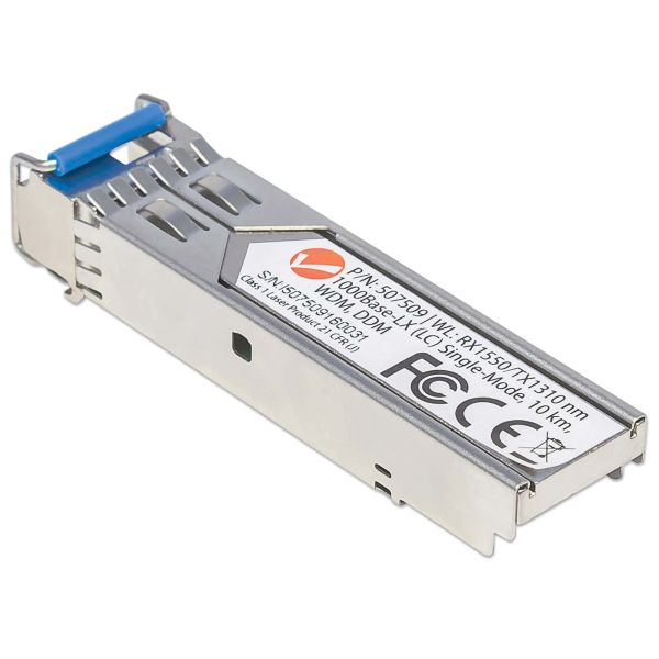 Intellinet Netwerk transceiver Gigabit WDM SFP, 1000Base-LX (LC), 10 km, RX1550/TX1310 nm, MSA-compatibel, equivalent aan Cisco GLC-BX-U, 3 jaar garantie (507509)