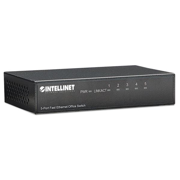 Intellinet 5-Port Fast Ethernet Office Switch Fast Ethernet (10/100) Zwart (523301)
