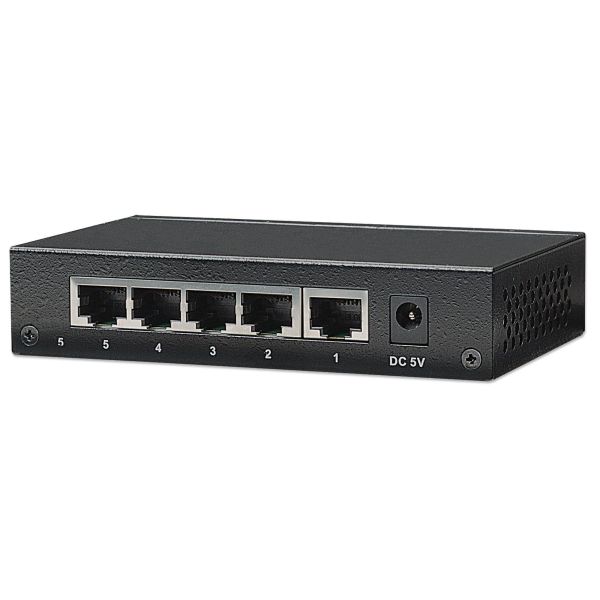 Intellinet 5-Port Fast Ethernet Office Switch Fast Ethernet (10/100) Zwart (523301)