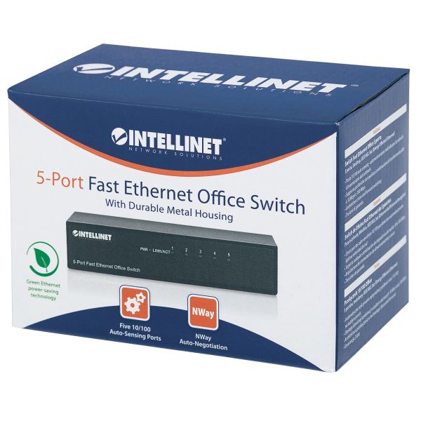 Intellinet 5-Port Fast Ethernet Office Switch Fast Ethernet (10/100) Zwart (523301)