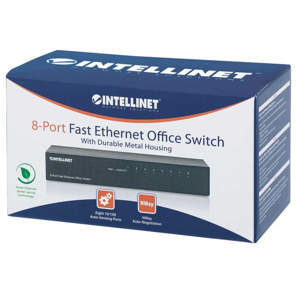 Intellinet 8-Port Fast Ethernet Office Switch Fast Ethernet (10/100) Zwart (523318)