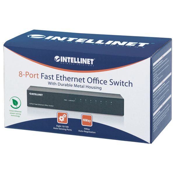 Intellinet 8-Port Fast Ethernet Office Switch Fast Ethernet (10/100) Zwart (523318)
