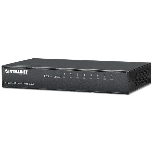 Intellinet 8-Port Fast Ethernet Office Switch Fast Ethernet (10/100) Zwart (523318)