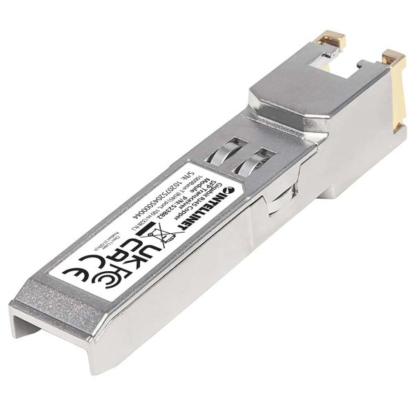 Intellinet Netwerk transceiver Gigabit SFP, 1000Base-T (RJ45), 100 m, MSA-compatibel, equivalent aan Cisco GLC-T, 3 jaar garantie (523882) Intellinet Netwerk transceiver Gigabit SFP, 1000Base-T (RJ45), 100 m, MSA-compatibel, equivalent aan Cisco GLC-T, 3 jaar garantie (523882)