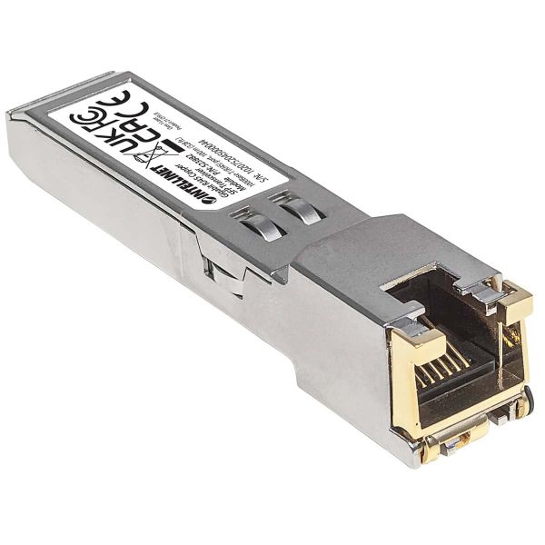 Intellinet Netwerk transceiver Gigabit SFP, 1000Base-T (RJ45), 100 m, MSA-compatibel, equivalent aan Cisco GLC-T, 3 jaar garantie (523882) Intellinet Netwerk transceiver Gigabit SFP, 1000Base-T (RJ45), 100 m, MSA-compatibel, equivalent aan Cisco GLC-T, 3 jaar garantie (523882)