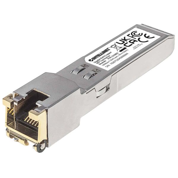 Intellinet Netwerk transceiver Gigabit SFP, 1000Base-T (RJ45), 100 m, MSA-compatibel, equivalent aan Cisco GLC-T, 3 jaar garantie (523882)