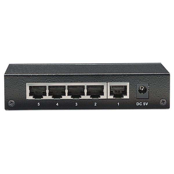 Intellinet 5-poorts Gigabit Ethernet netwerk switch, desktopuitvoering, metalen behuizing, IEEE 802.3az energiezuinig ethernet, 3 jaar garantie (530378)