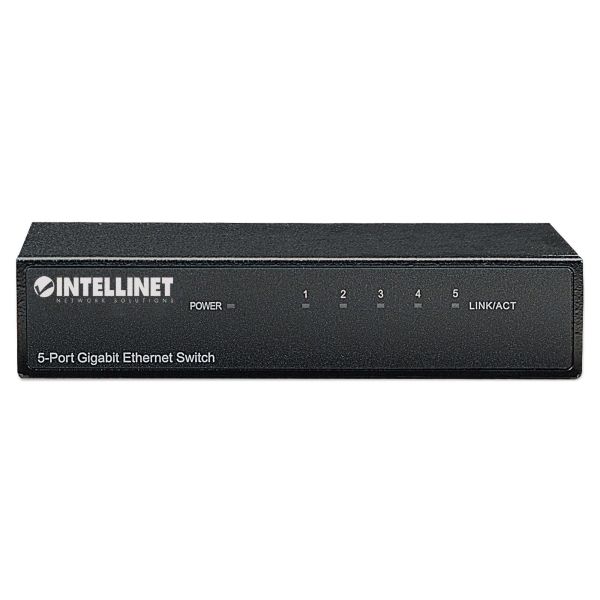 Intellinet 5-poorts Gigabit Ethernet netwerk switch, desktopuitvoering, metalen behuizing, IEEE 802.3az energiezuinig ethernet, 3 jaar garantie (530378)