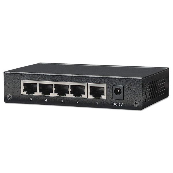 Intellinet 5-poorts Gigabit Ethernet netwerk switch, desktopuitvoering, metalen behuizing, IEEE 802.3az energiezuinig ethernet, 3 jaar garantie (530378)