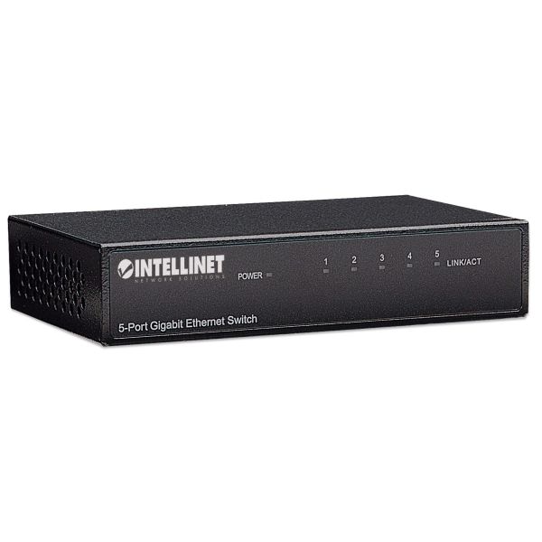 Intellinet 5-poorts Gigabit Ethernet netwerk switch, desktopuitvoering, metalen behuizing, IEEE 802.3az energiezuinig ethernet, 3 jaar garantie (530378)