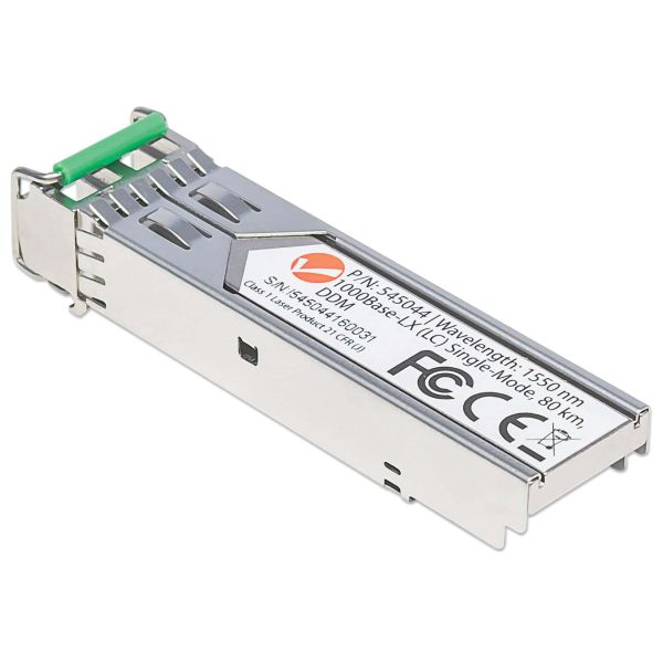 Intellinet Netwerk transceiver Gigabit SFP, 1000Base-LX (LC) single-mode, 80 km, 1550 nm, MSA-compatibel, equivalent aan Cisco GLC-ZX-SMD, 3 jaar garantie (545044)