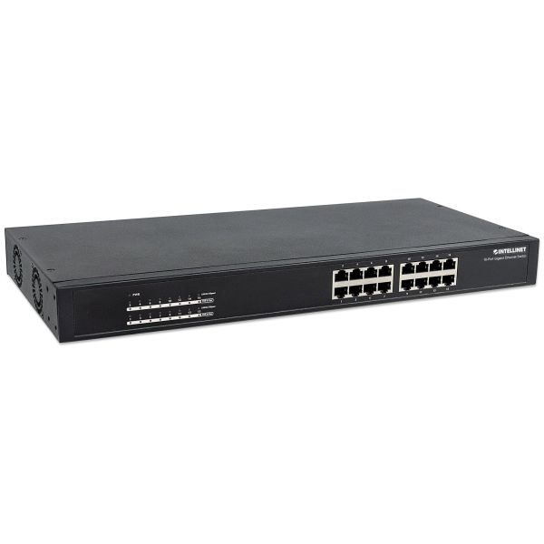 Intellinet 16-poorts Gigabit Ethernet PoE+ netwerk switch, 16x PoE-poorten, IEEE 802.3at/af (PoE+/PoE), endspan, rackmontage, 3 jaar garantie (560993)