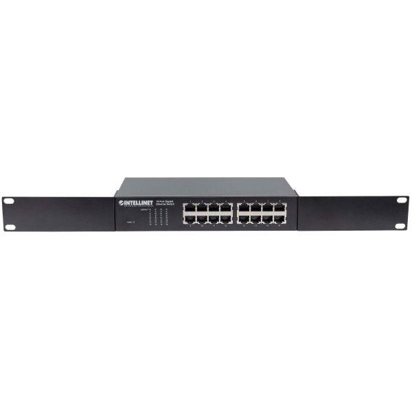 Intellinet 16-poorts Gigabit Ethernet netwerk switch, RJ45 10/100/1000 Mbps, IEEE 802.3az energiezuinig ethernet, desktop en 19" rackmontage, 3 jaar garantie (561068)