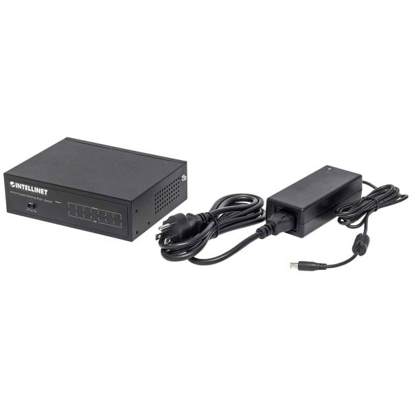 Intellinet 8-poorts Gigabit Ethernet PoE+ netwerk switch, IEEE 802.3at/af conform, 60 W PoE-budget, desktopuitvoering, 3 jaar garantie (561204)