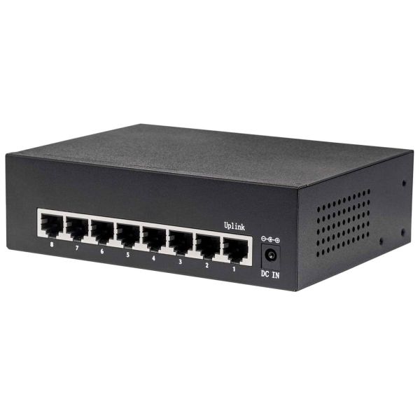 Intellinet 8-poorts Gigabit Ethernet PoE+ netwerk switch, IEEE 802.3at/af conform, 60 W PoE-budget, desktopuitvoering, 3 jaar garantie (561204)