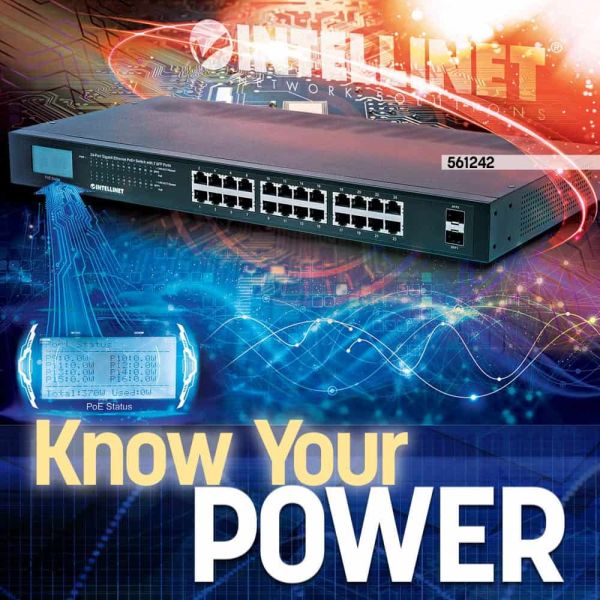 Intellinet 561242 netwerk-switch Unmanaged Gigabit Ethernet (10/100/1000) Power over Ethernet (PoE) 1U Zwart (561242)