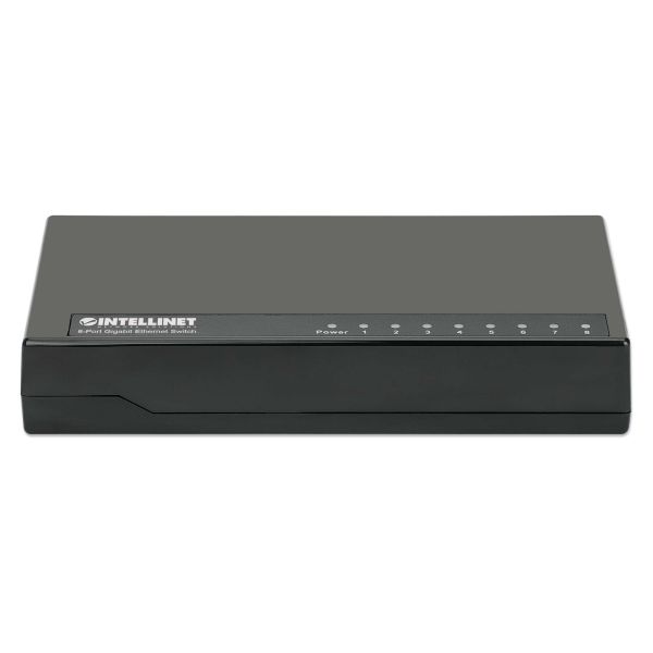 Intellinet 8-poorts Gigabit Ethernet netwerk switch, desktopuitvoering, kunststof behuizing, IEEE 802.3az energiezuinig ethernet, 3 jaar garantie (561754)