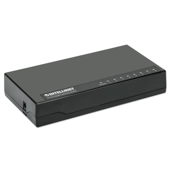 Intellinet 8-poorts Gigabit Ethernet netwerk switch, desktopuitvoering, kunststof behuizing, IEEE 802.3az energiezuinig ethernet, 3 jaar garantie (561754)