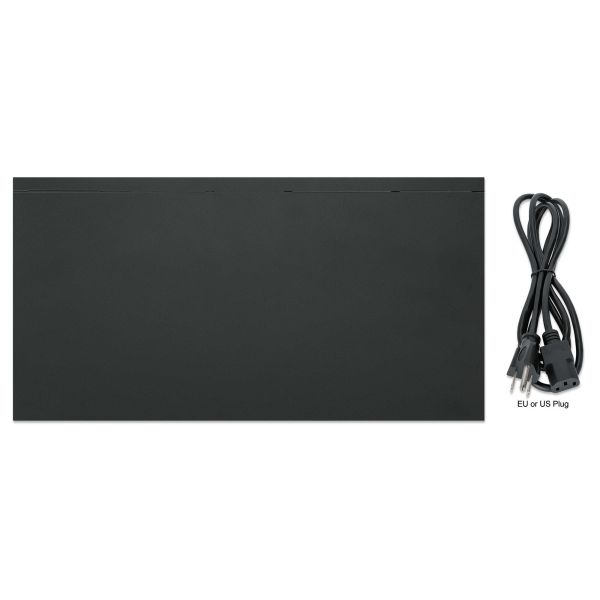 Intellinet 24-poorts Gigabit Ethernet PoE+ netwerk switch, 24x RJ45 10/100/1000 Mbps, 2x SFP-uplink, IEEE 802.3at/af conform, PoE-budget 370 W, endspan, 19" rackmontage, metalen behuizing, 3 jaar garantie (561891)
