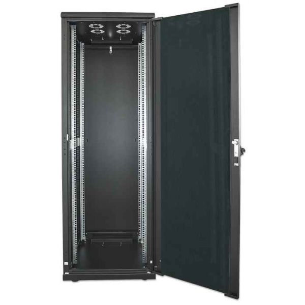 Intellinet 19" netwerkkast vrijstaand, 22U, 600x800 mm (breedte x diepte), zwart, bouwpakket (flatpack), max. 1500 kg, meerpuntsdeurslot, 1 slot per zijpaneel, bruikbare diepte 123–573 mm, IP20, staal (713085) Intellinet 19" netwerkkast vrijstaand, 22U, 600x800 mm (breedte x diepte), zwart, bouwpakket (flatpack), max. 1500 kg, meerpuntsdeurslot, 1 slot per zijpaneel, bruikbare diepte 123–573 mm, IP20, staal (713085)